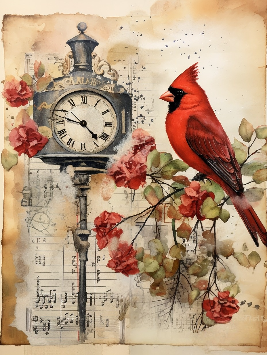 Clock And Cardinal Diamond Art Kit