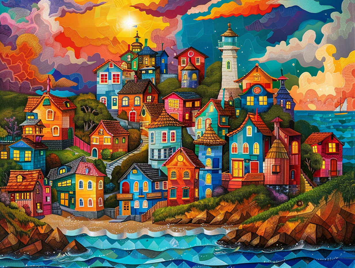 Whimsical Seaside Town Diamond Art Kit