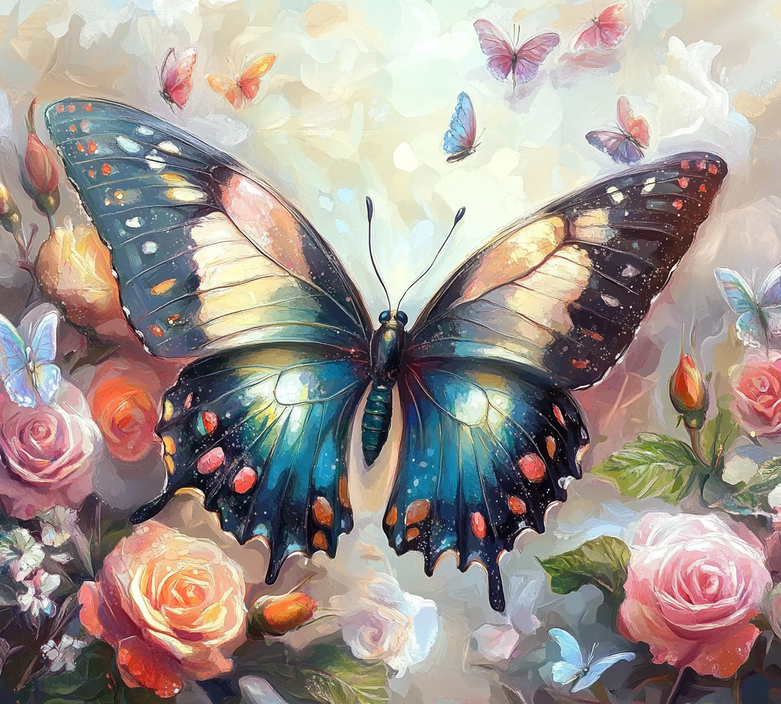 Brown Blue Butterfly Diamond Art Kit