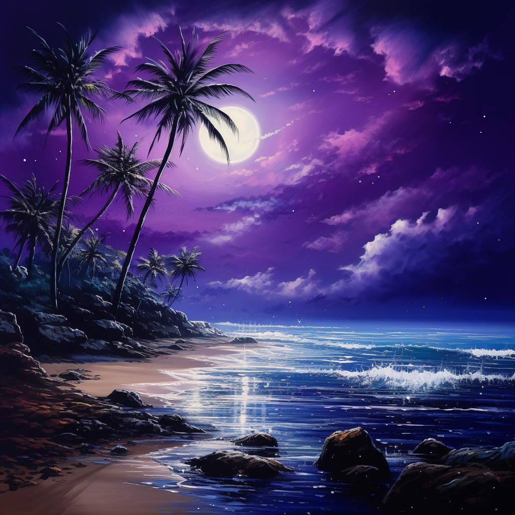 Blue Sea Moon Reflection Beach Diamond Art Kit