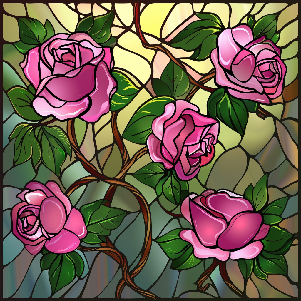 Pink Climbing Vine Roses Diamond Art Kit