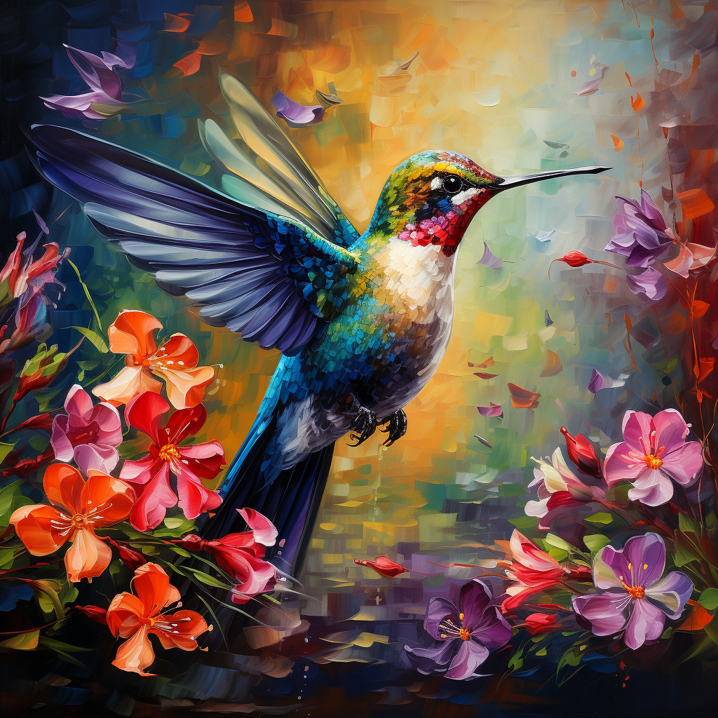 Colorful Painted Hummingbird Diamond Art Kit