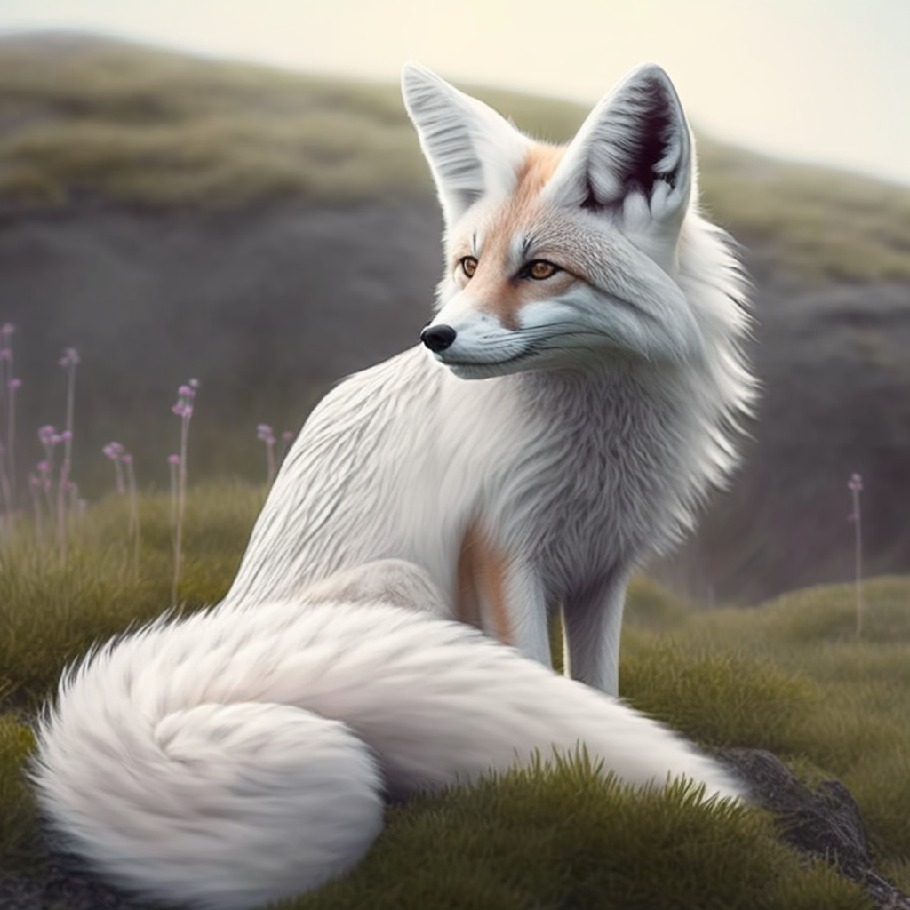 White Fox Flowers Diamond Art Kit