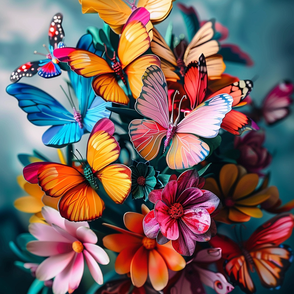 Bunch Of Butterflies And Flowers Diamond Art Kit