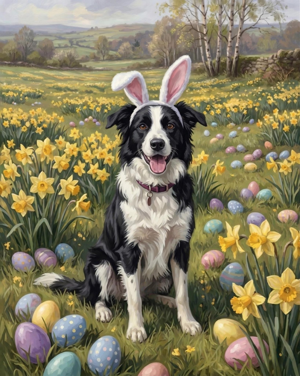 Pink Bunn Years Border Collie Diamond Art Kit