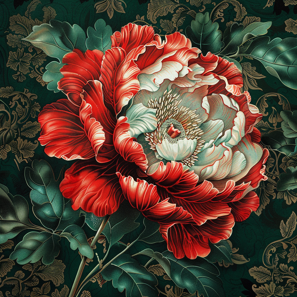 Light Center Red Flower Diamond Art Kit