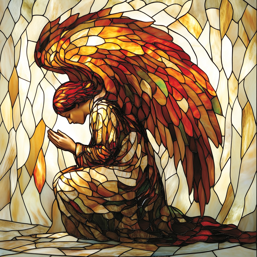 Brown Feather Praying Angel Diamond Art Kit