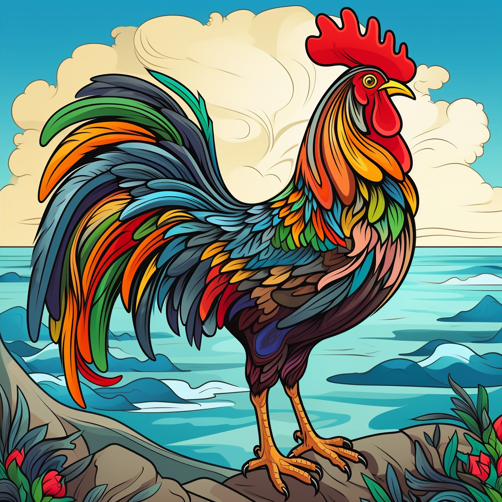 Colorful Rooster Sea Diamond Art Kit