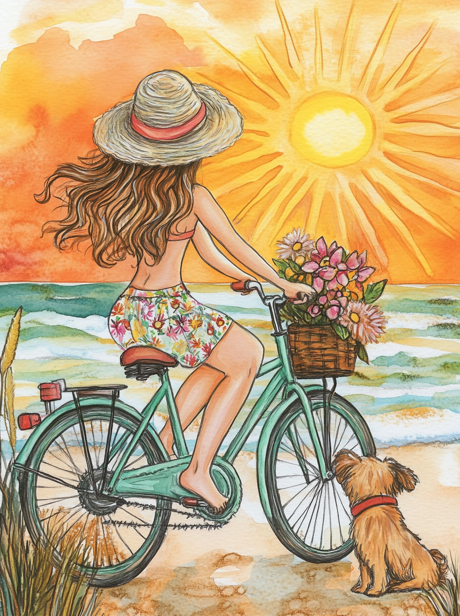 Beach Bike In The Sun Diamond Art Kit
