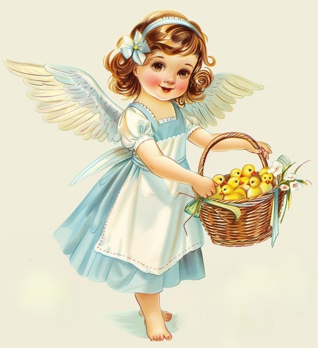 Blue Hair Ribbon Angel Ducklings Diamond Art Kit