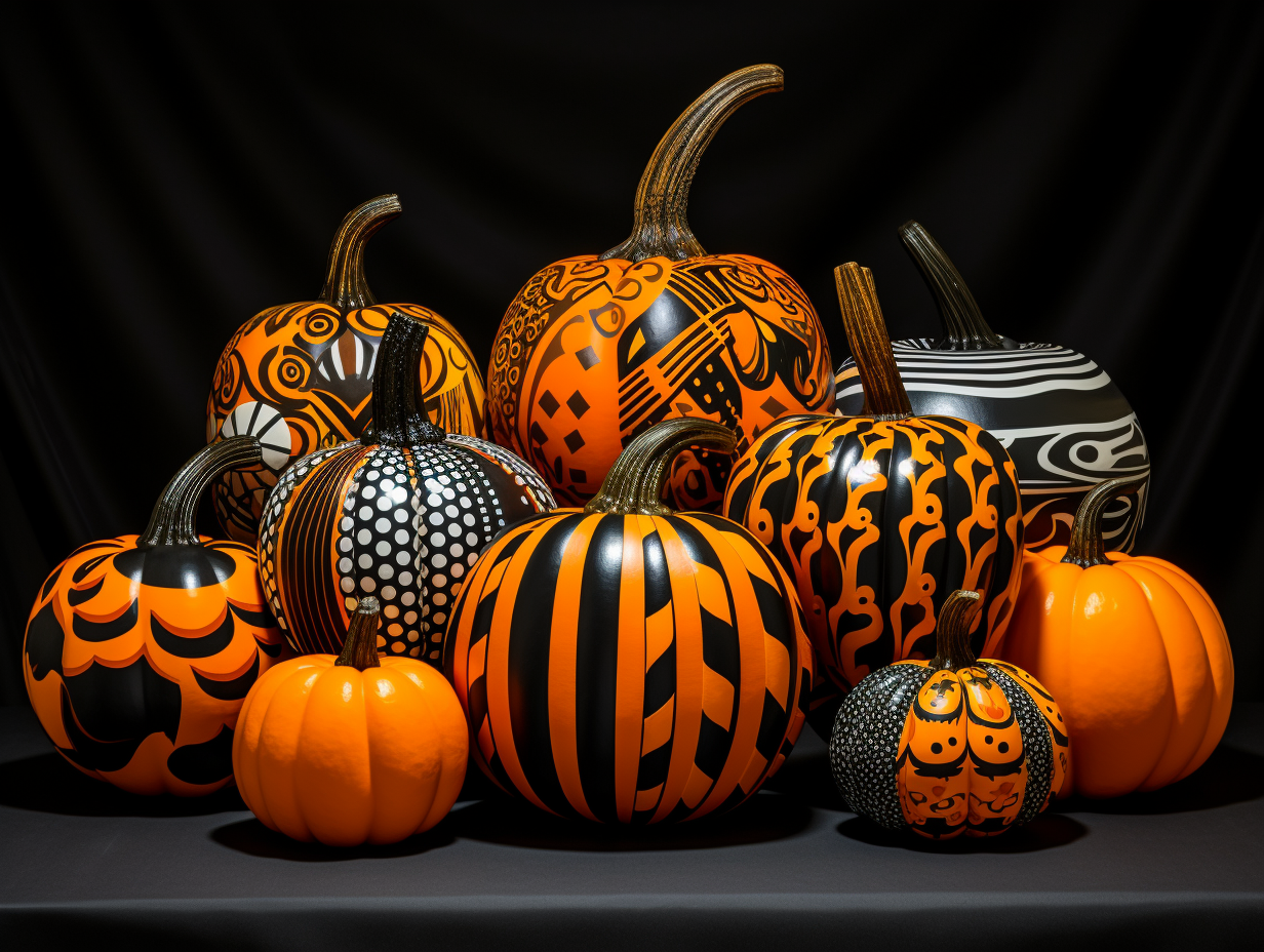 Black Decorated Pumpkins Diamond Art Kit