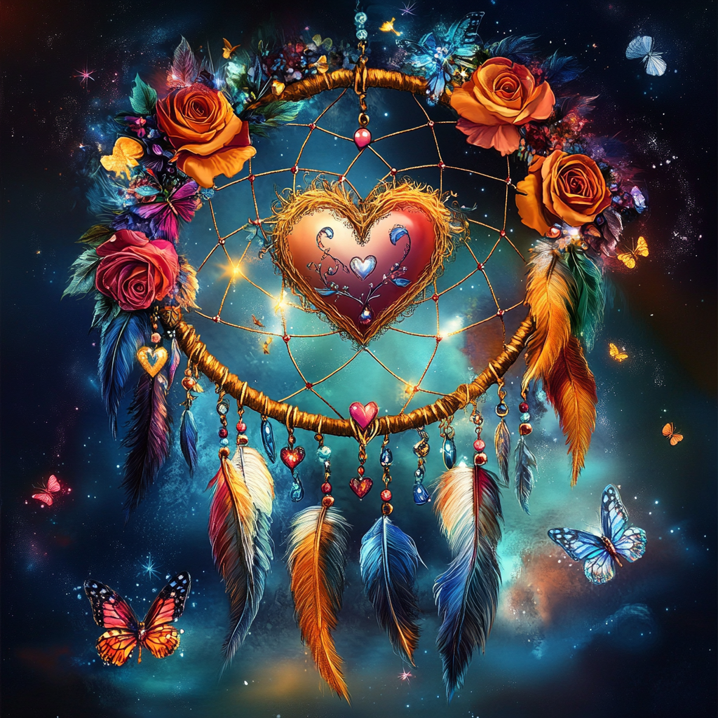 Green Galaxy Heart Dreamcatcher Diamond Art Kit