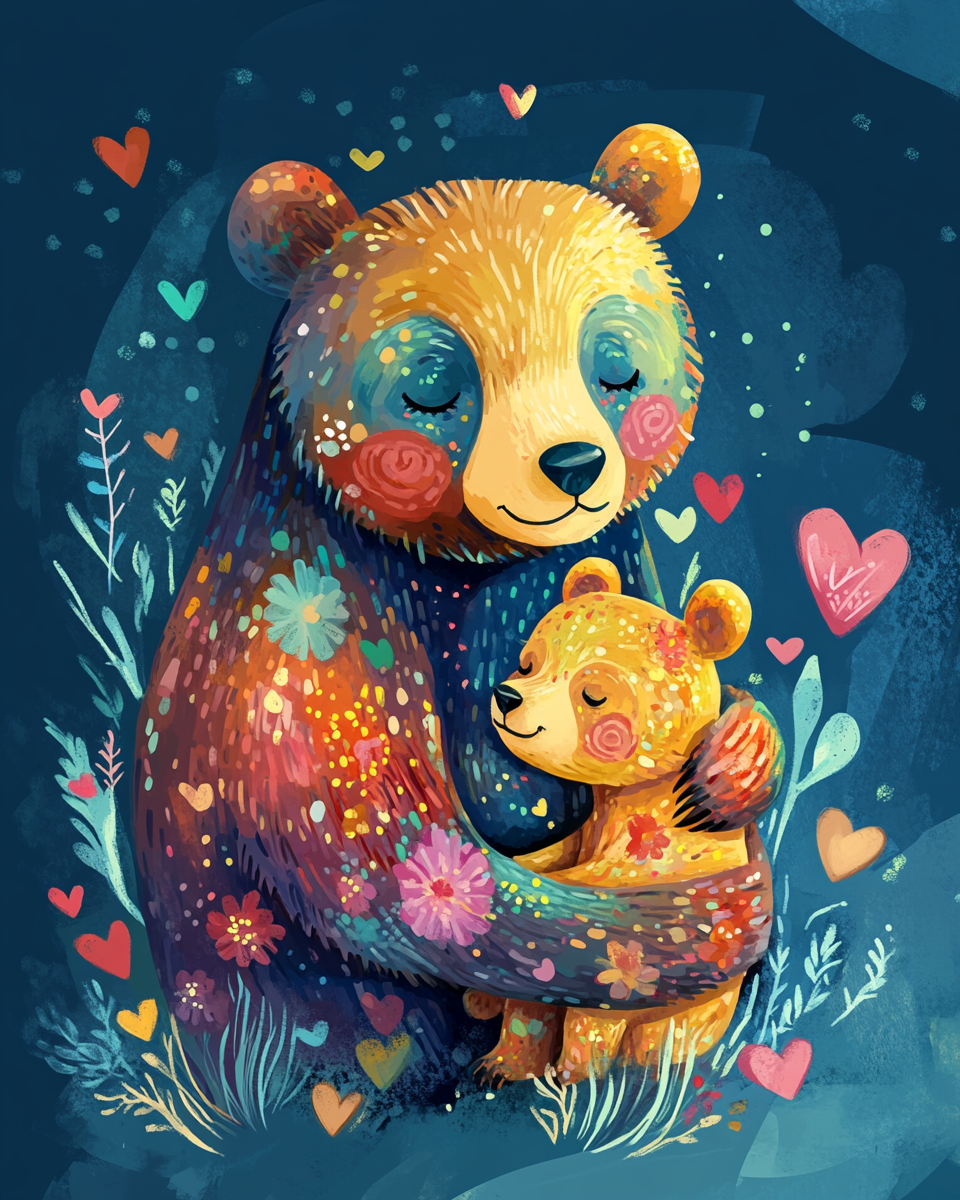 Hearts And Bears Abstract Diamond Art Kit