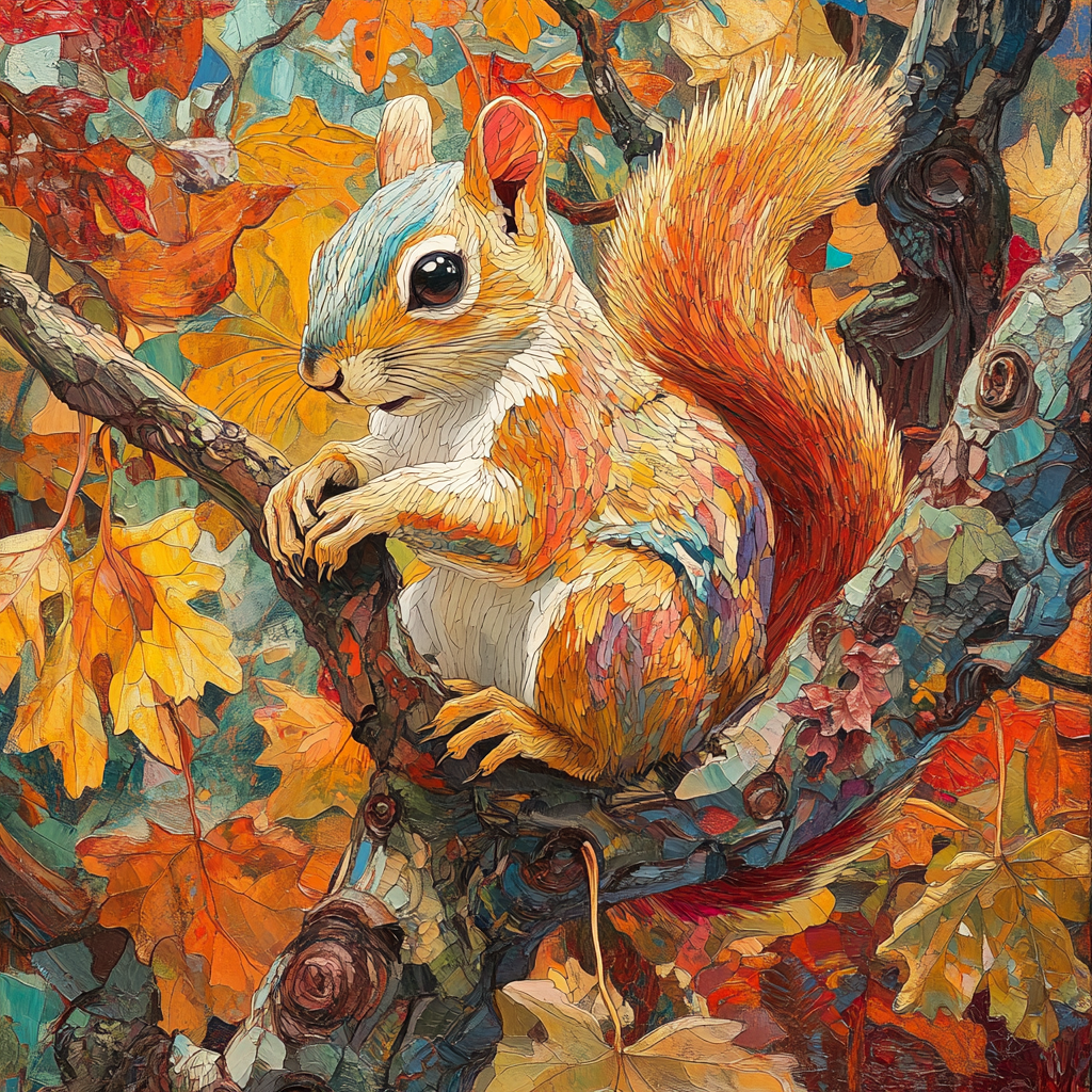 Abstract Squirrel On A Branch Diamond Art Kit