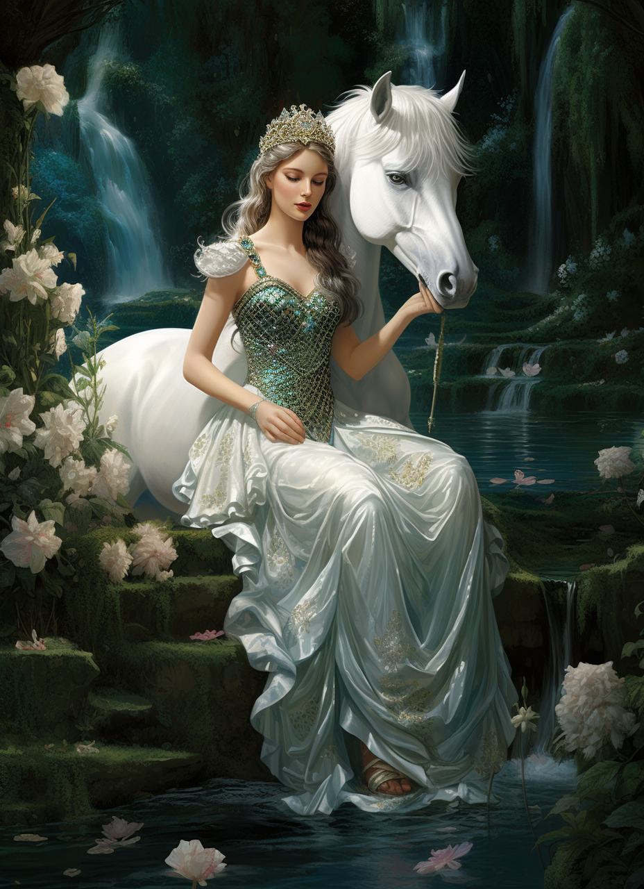 Whitehorse Girl By Pond Diamond Art Kit