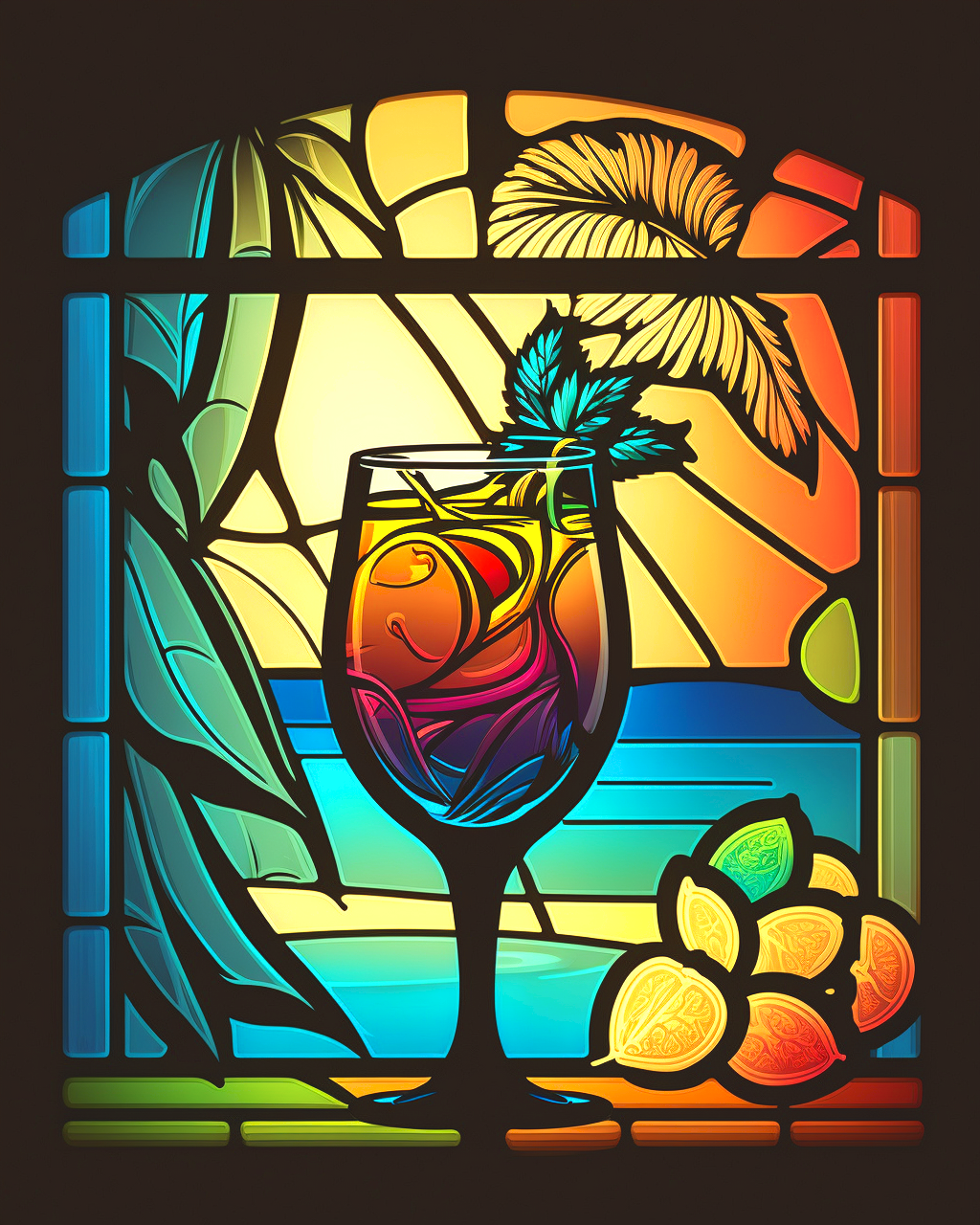 Island Tropical Drink Abstract Diamond Art Kit