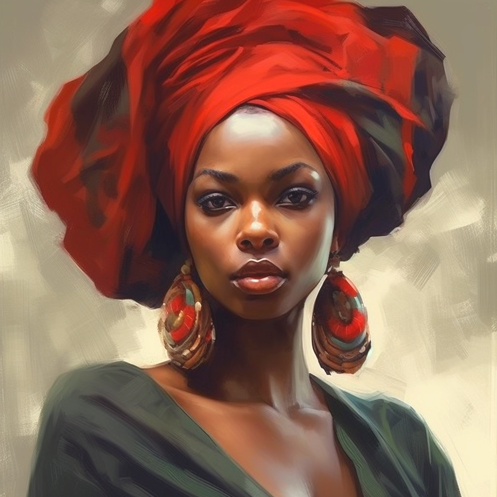 Red Black Headscarf Woman Diamond Art Kit