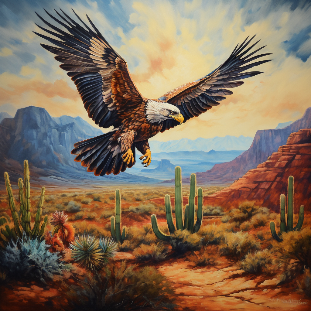 Eagle Over Cactus Diamond Art Kit