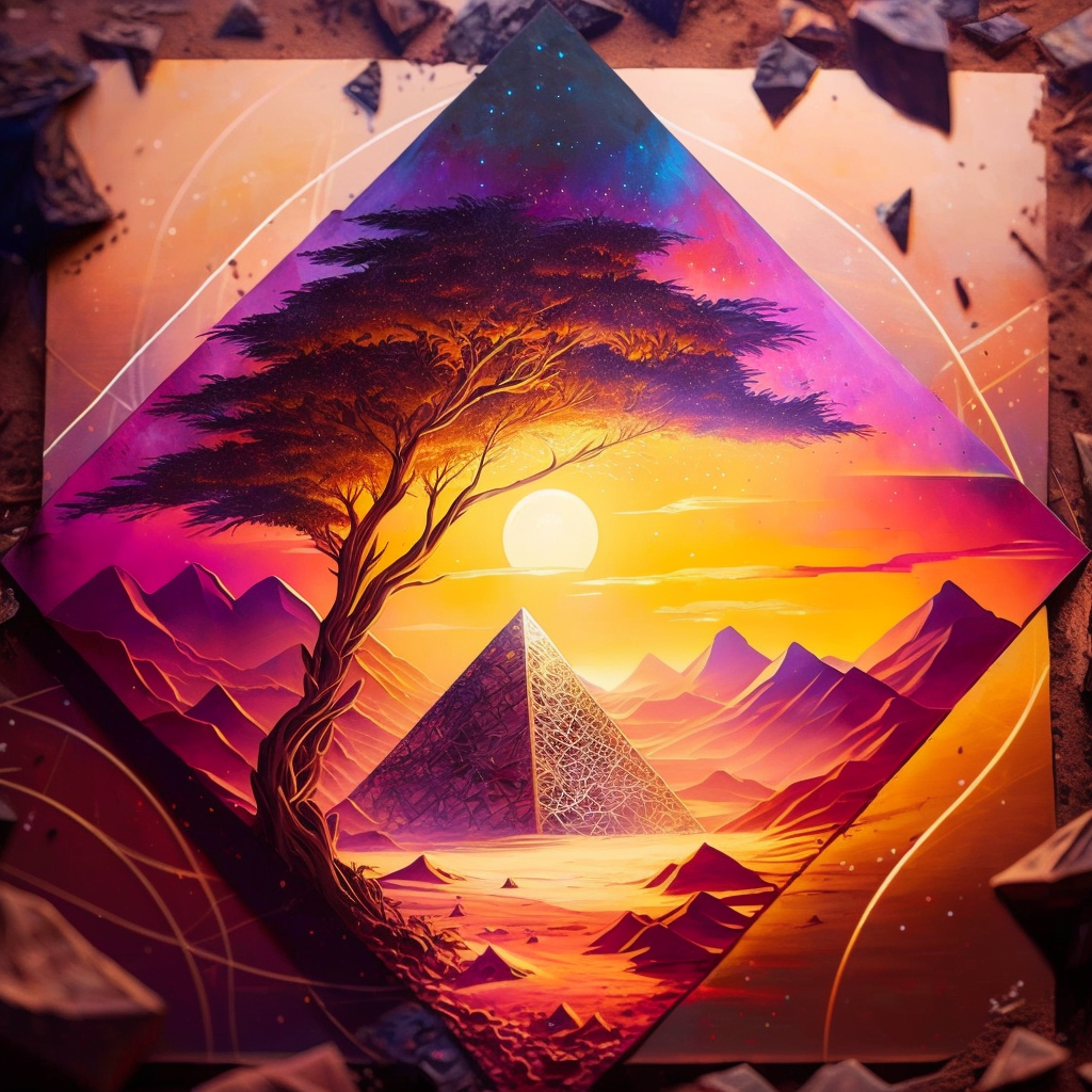 Pyramid Suntree Abstract Diamond Art Kit