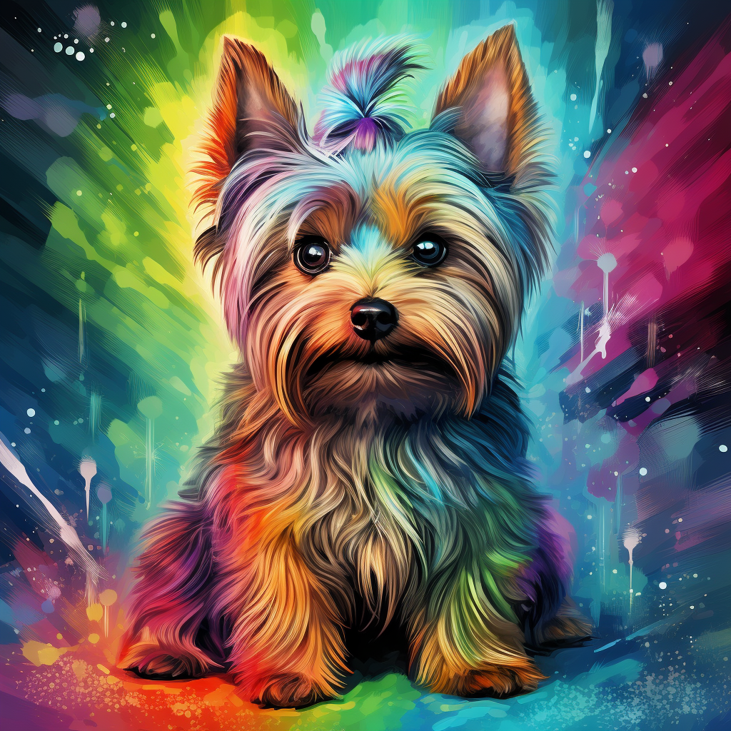 Rainbow Colored Yorkie Diamond Art Kit