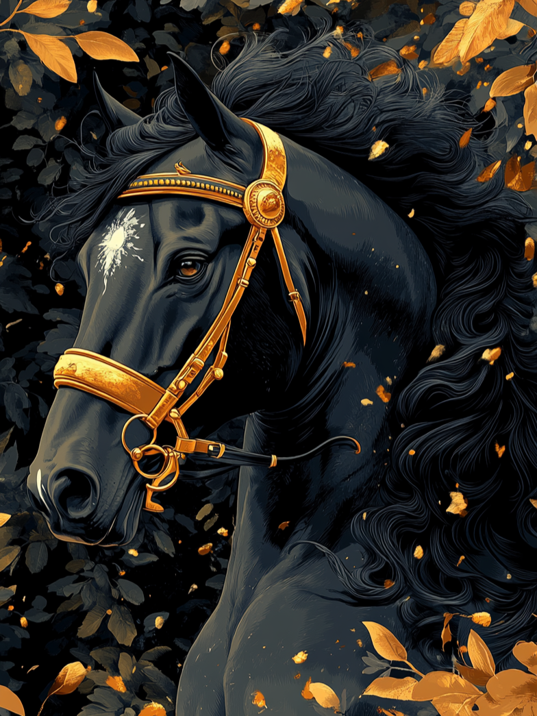 Copper Bridle Black Stallion Diamond Art Kit