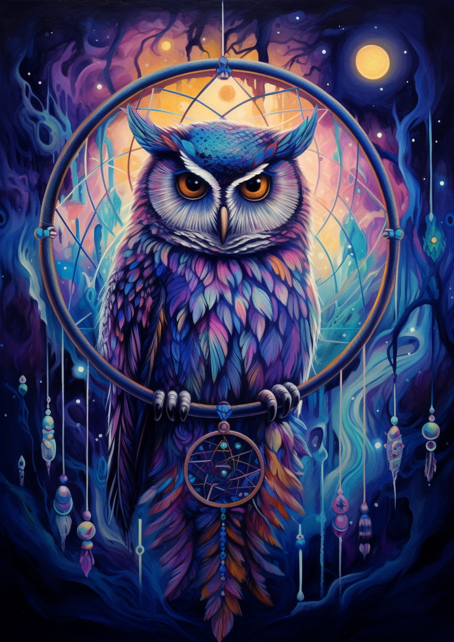 Full Moon Owl Dreamcatcher Diamond Art Kit
