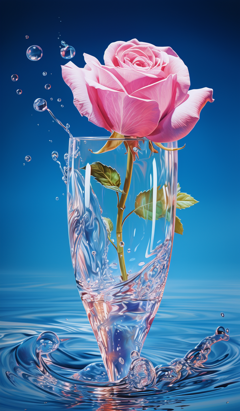 Waterglass Pink Rose Diamond Art Kit