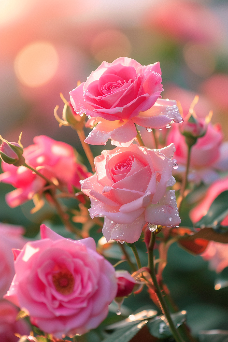 Pink Roses In The Sun Diamond Art Kit