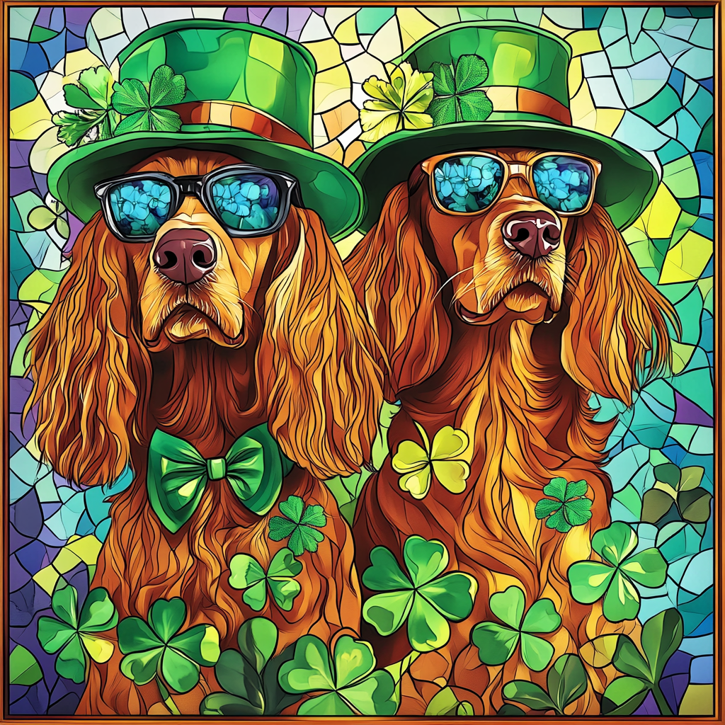 Two Saint Patricks Irish Setters Diamond Art Kit
