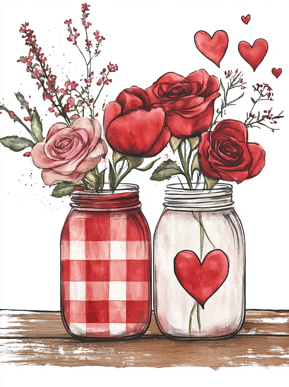 Roses In Jars Diamond Art Kit