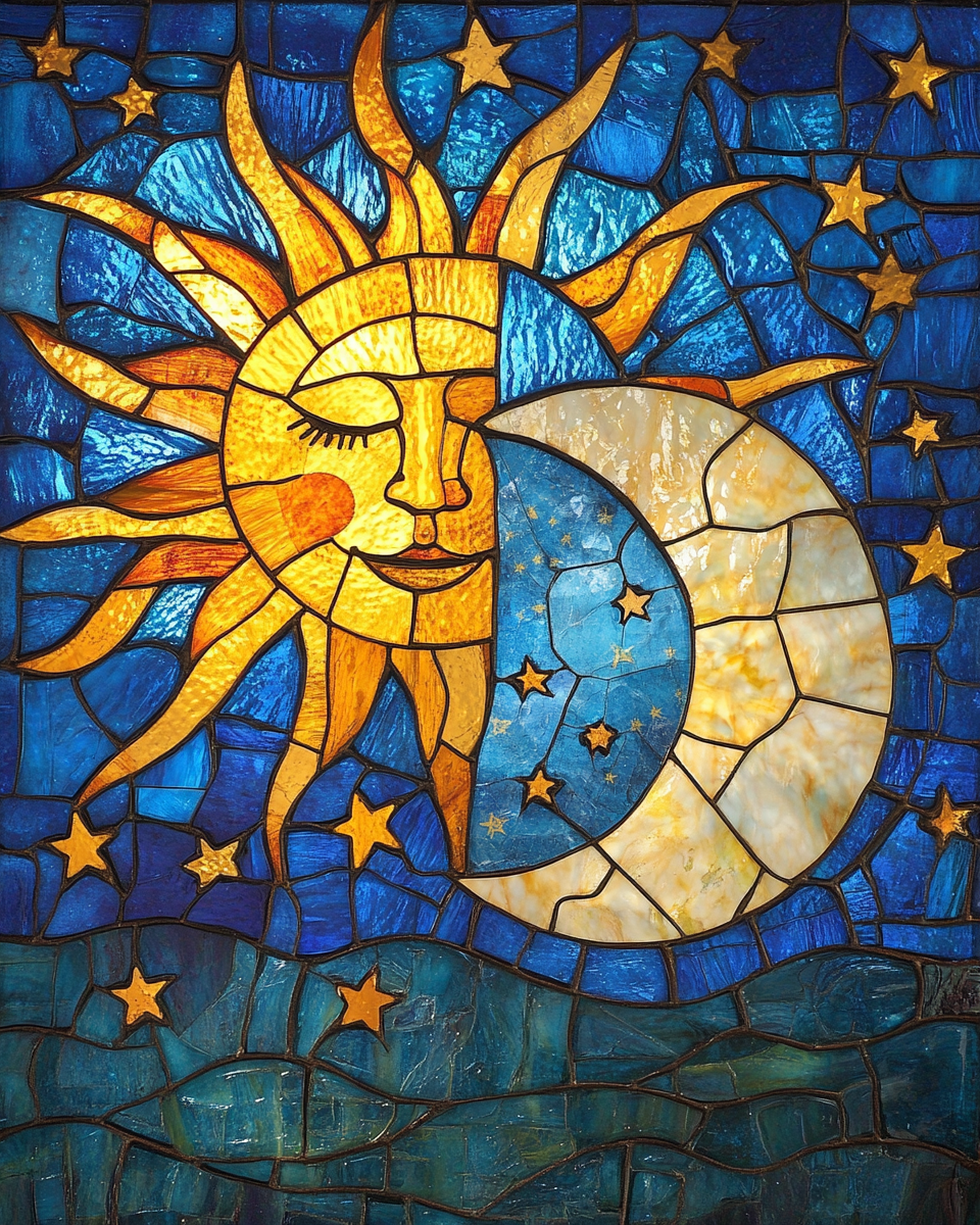 Half Sun Moon Abstract Diamond Art Kit