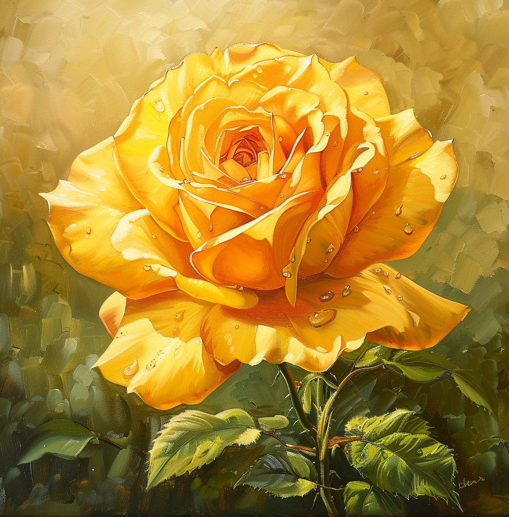 Raindrop Yellow Rose Diamond Art Kit