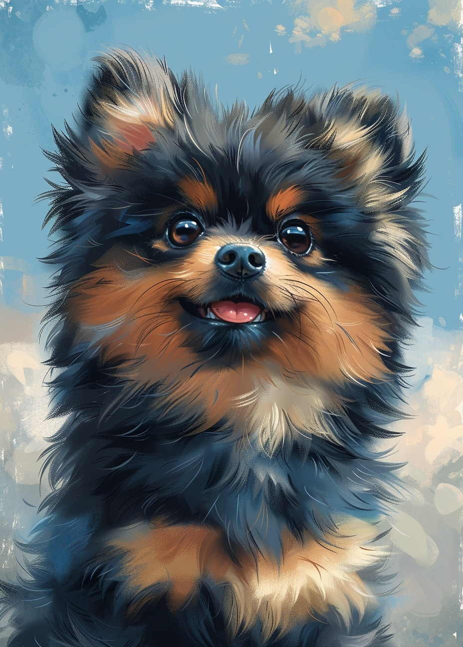 Black Tan Pomeranian Diamond Art Kit