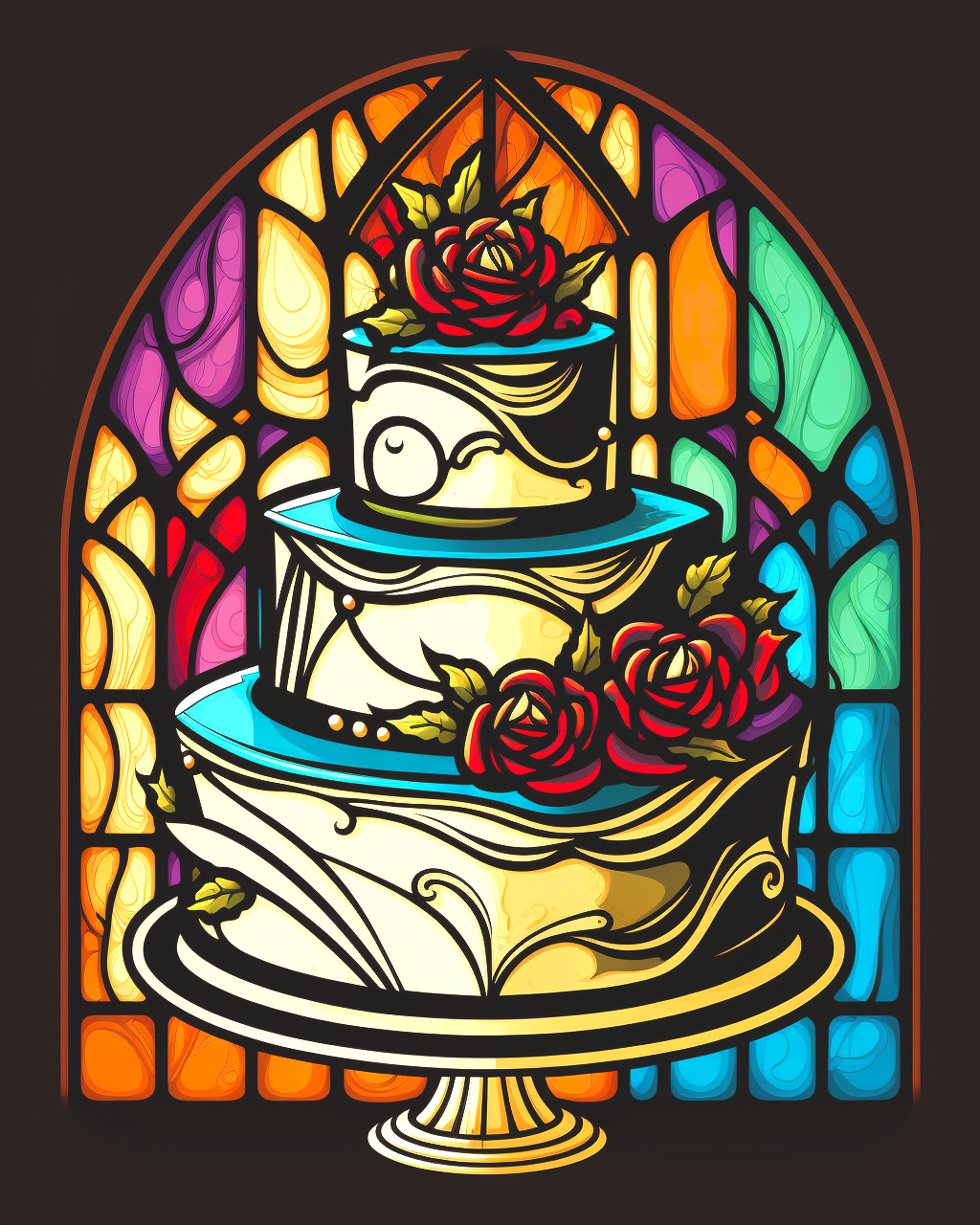 Abstract Roses Wedding Cake Diamond Art Kit