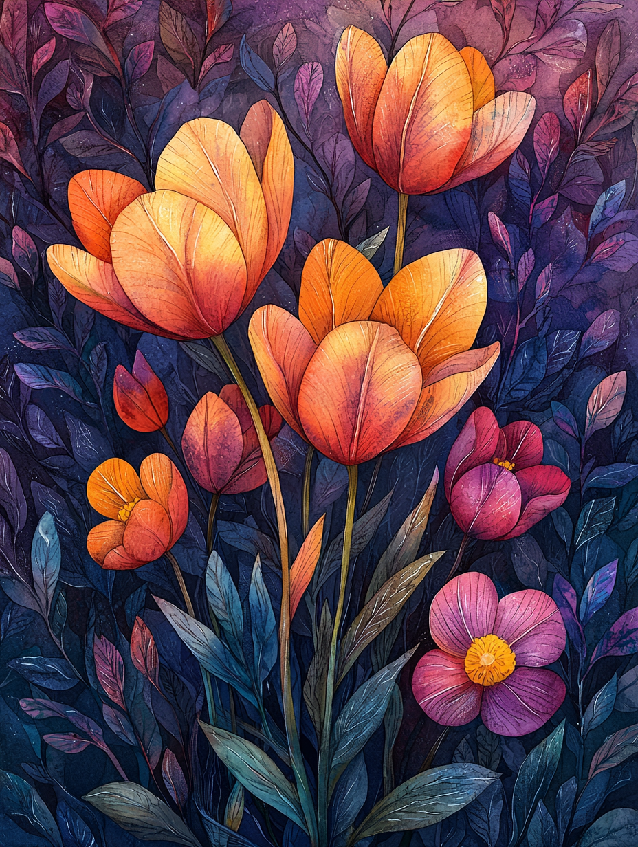 Ornamental Tulips Diamond Art Kit