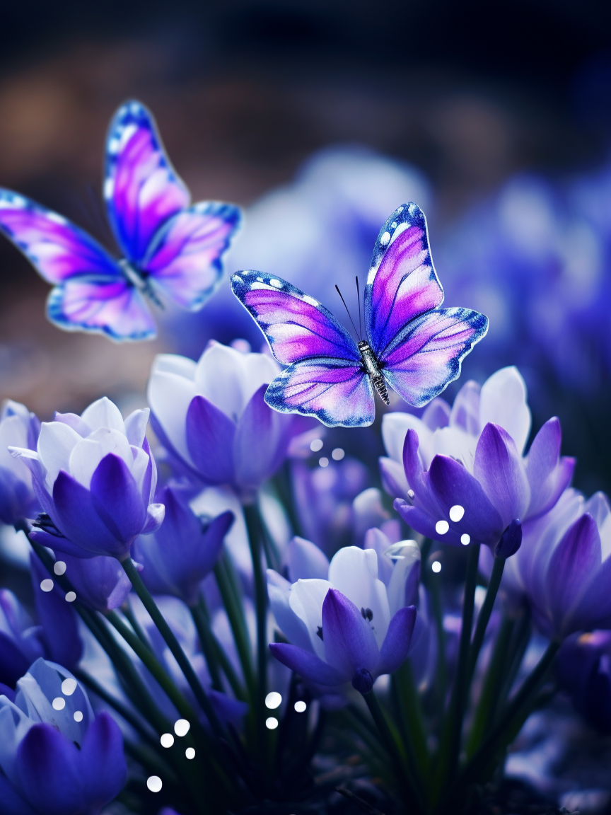 Purple Flower Little Butterflies Diamond Art Kit