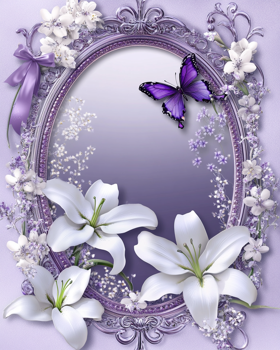 White Lilies And Butterfly Diamond Art Kit