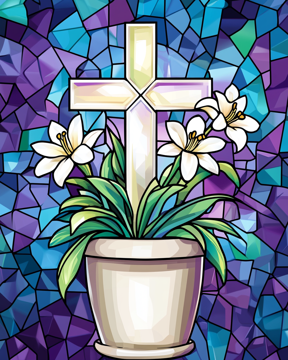 White Easter Cross Diamond Art Kit