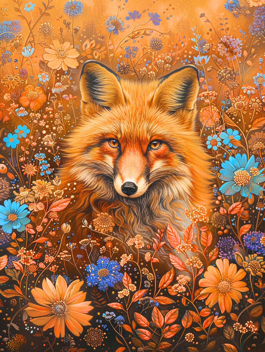 Fox In The Flowers Diamond Art Kit