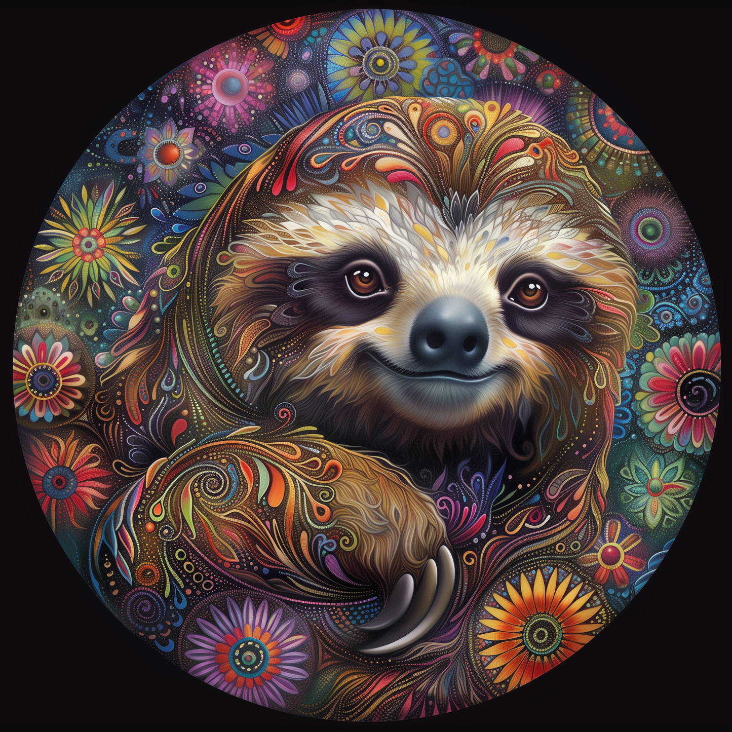 Ornate Sloth Circle Diamond Art Kit