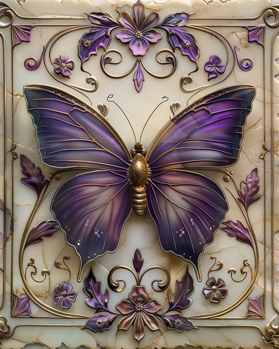 Purple And Gold Butterfly Diamond Art Kit