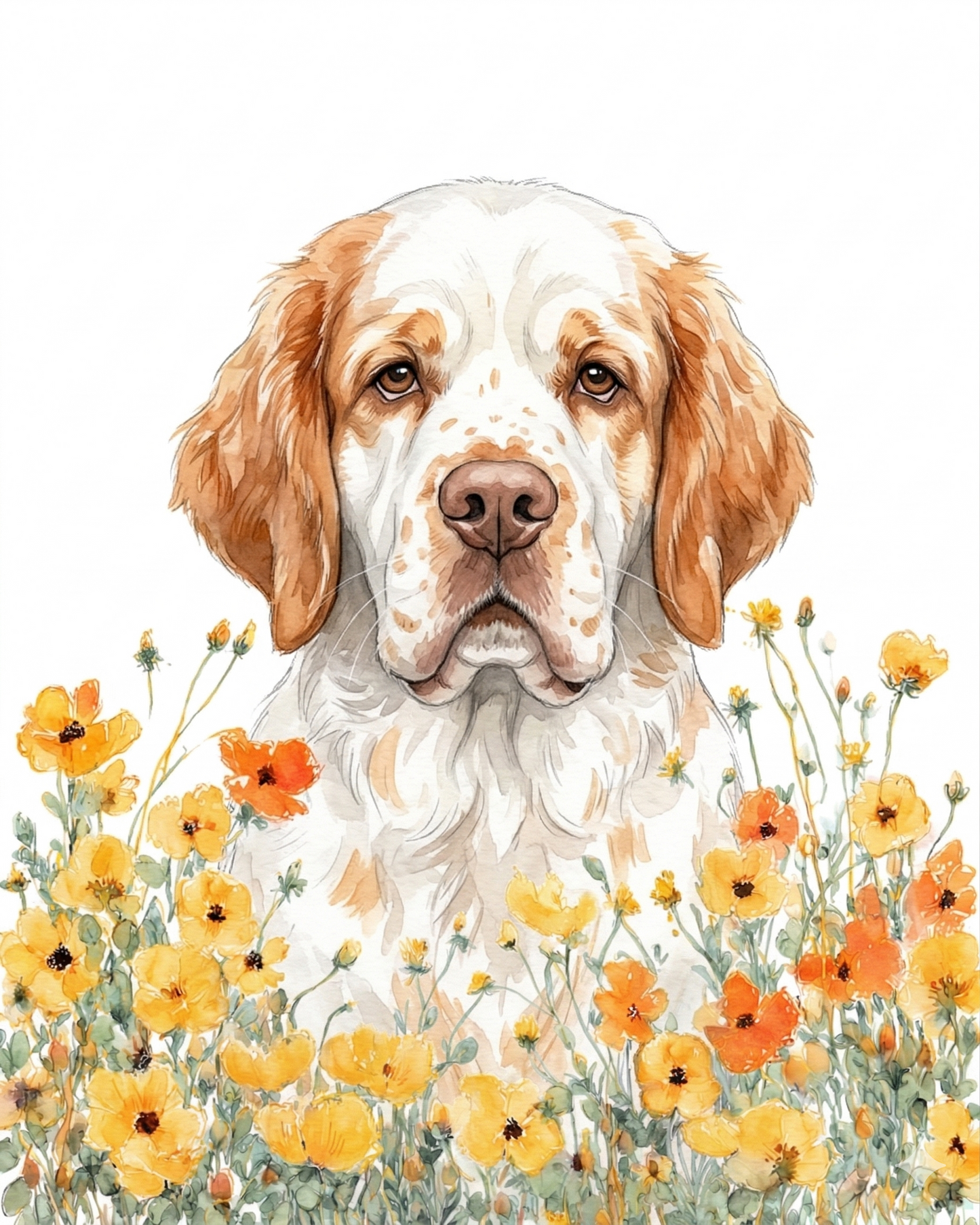 Yellow Poppies Clumber Spaniel Diamond Art Kit