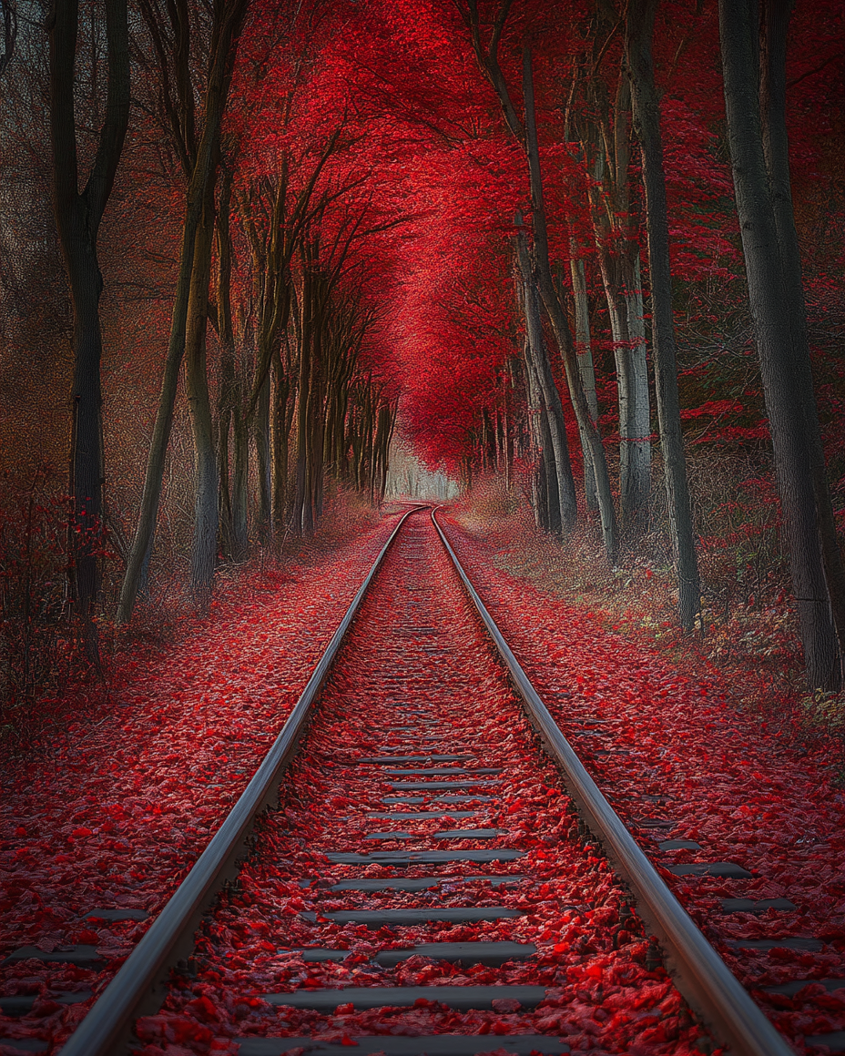 Dark Red Forest Tracks Diamond Art Kit