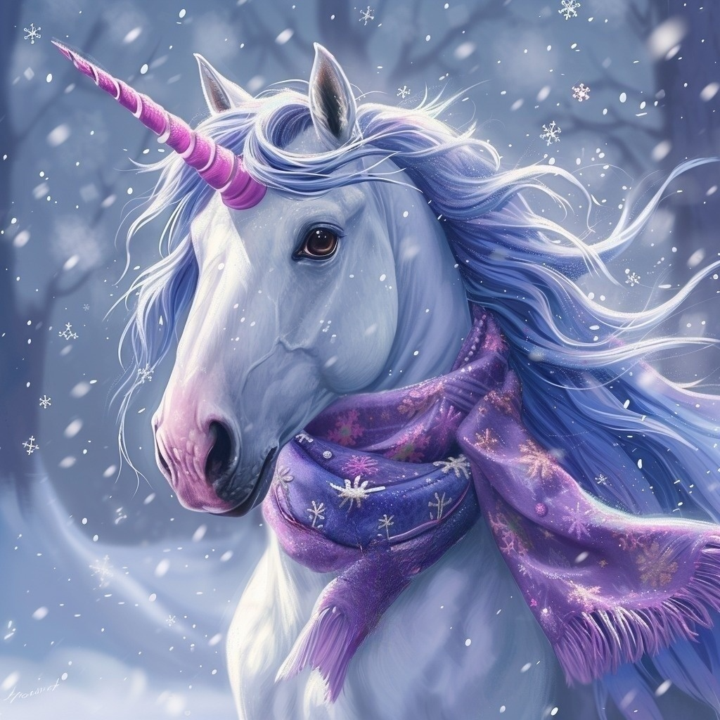 Winter Scarf Unicorn Diamond Art Kit