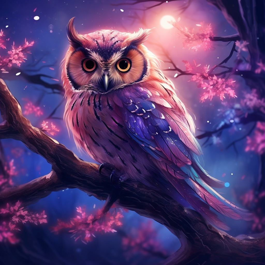 Pink Moonlight Owl Diamond Art Kit