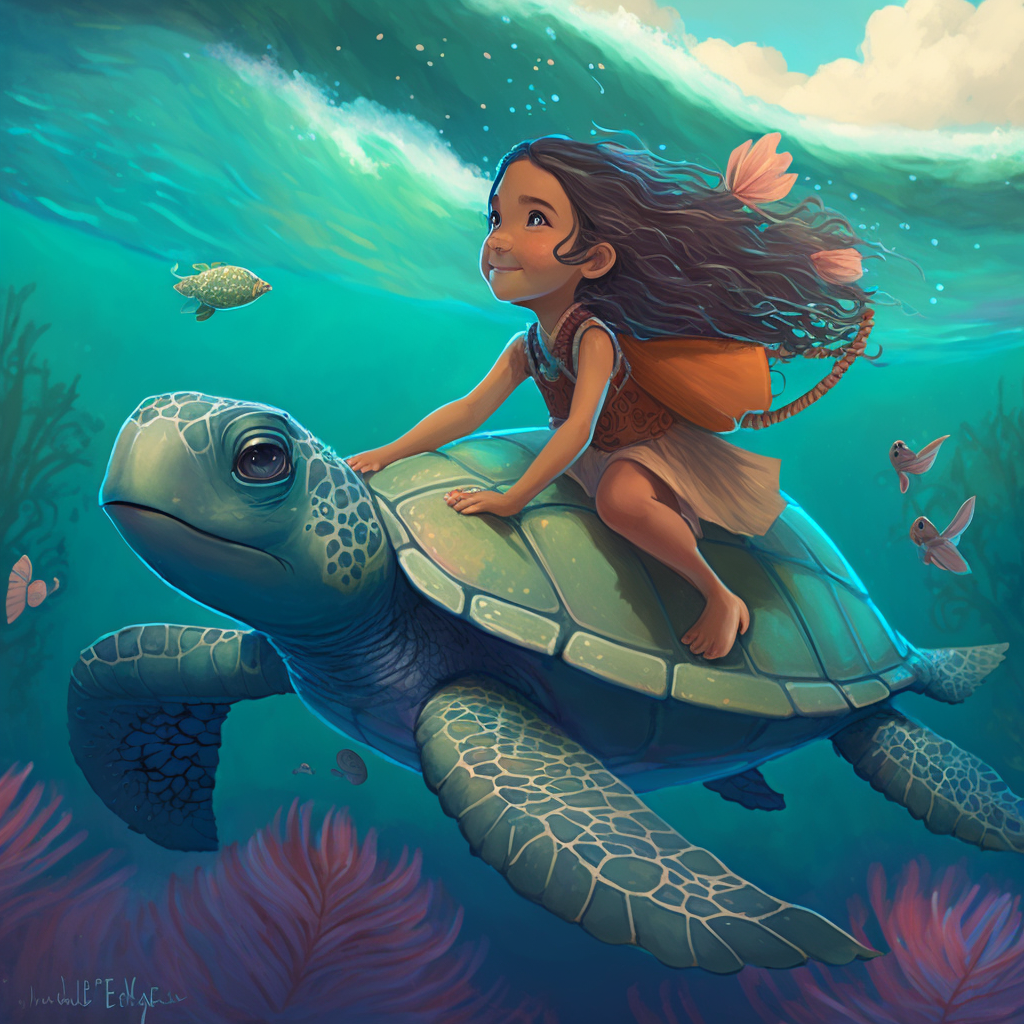 Turtle Riding Girl Diamond Art Kit