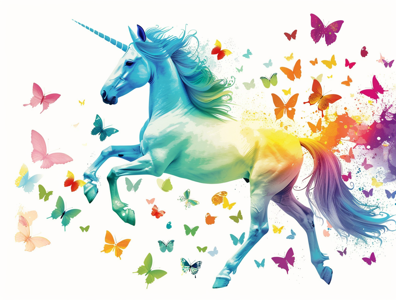 Rainbow Unicorn And Butterflies Diamond Art Kit