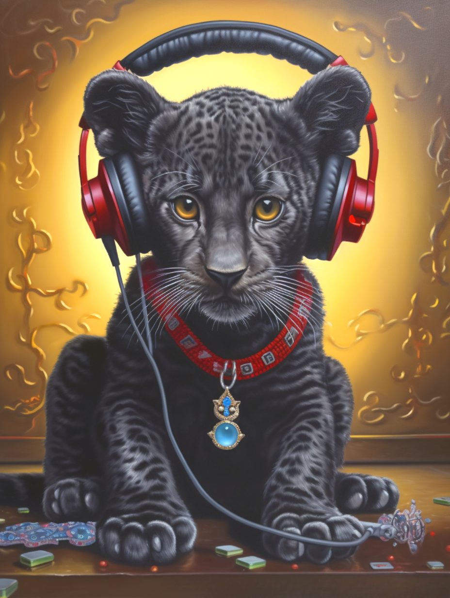 Black Cheetah Headphones Diamond Art Kit