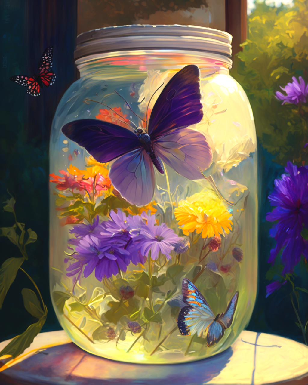 Purple Butterfly Jar Diamond Art Kit