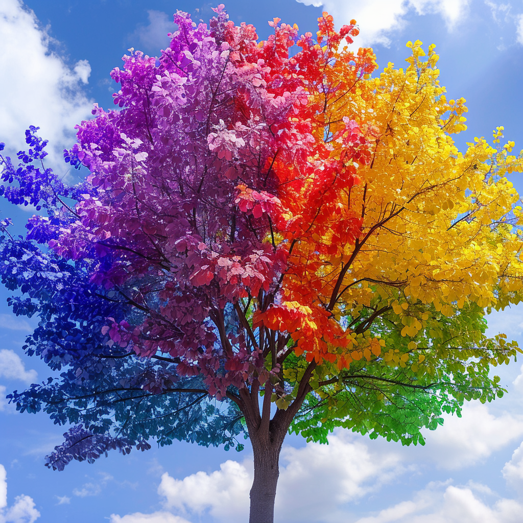 Rainbow Leaf Tree Blue Sky Diamond Art Kit